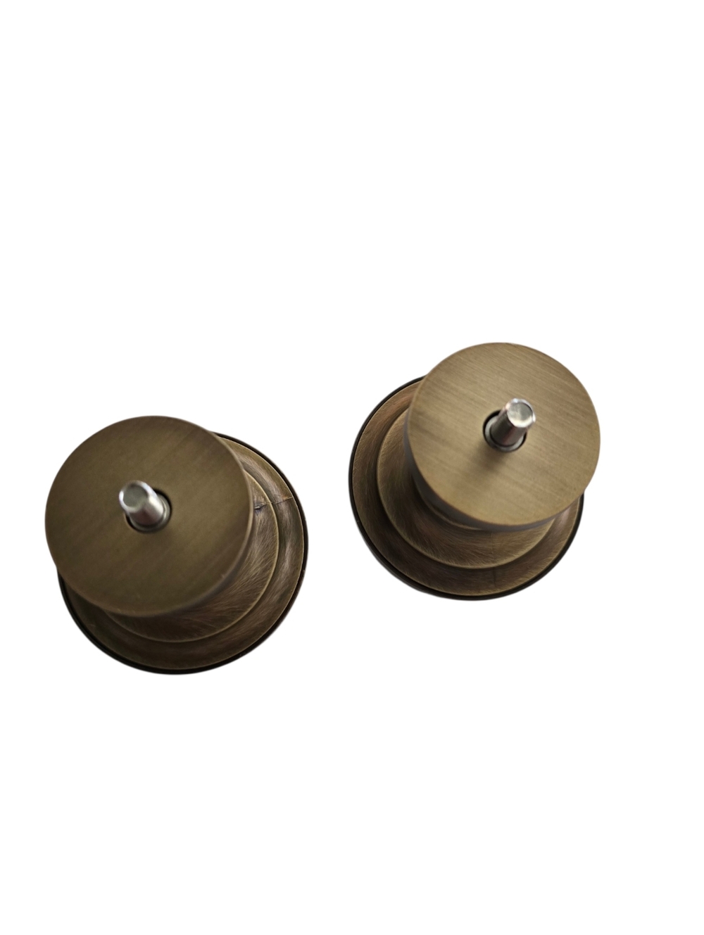 Pottery Barn Somerset Turned Curtain Rod Finials Set of 2 2.5” Antique Brass - Picture 3 of 6